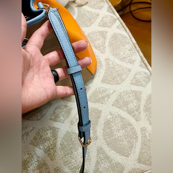 Coach Margot colorblock blue and orange leather carryall shoulder bag - Picture 9 of 10